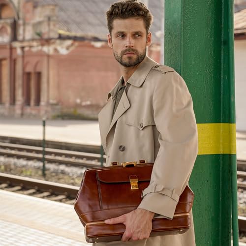 Image of Time Resistance Leather Doctor Bag - Italian Handmade Medical Bag - Vintage Style Handbag - Real Leather Briefcase