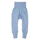 Temperaturausgleichend Cosilana Baby-Hose mit Nabelbund, Größe 86/92, Farbe Hellblau meliert - Exclusiv Wollbody®GmbH - Qualität 91 45% Baumwolle kbA, 35% Schurwolle kbT, 20% Seide