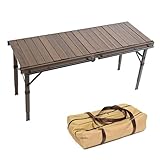 waku fimac IGT対応 アウトドアテーブル 木目調 高さ3段階調整 ロール式 軽量 折りたたみ 収納袋付き アルミ製 キャンプ