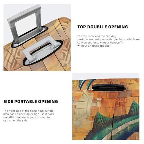 Suitcase Covers for Luggage, Luggage Cover Protector Fits 18-32 Inch Luggages (Wooden Art Swordfish, L)4