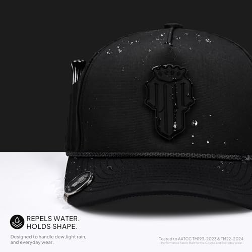 Image of Men's Golf Hat with Tee Holder & Magnetic Ball Marker | Breathable Performance Golfing Hat for Men | Water-Resistant Rope Golf Cap | Moisture-Wicking Snapback Golfing Hats