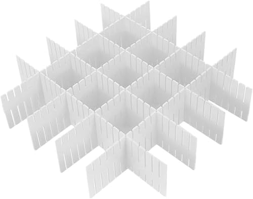 Mr.Gadget's Solutions 4 divisori regolabili ad incastro per cassetti, 47 x 7 cm, griglia in plastica, organizer divisorio personalizzabile per tutti i tipi di cassetti, uso domestico e ufficio