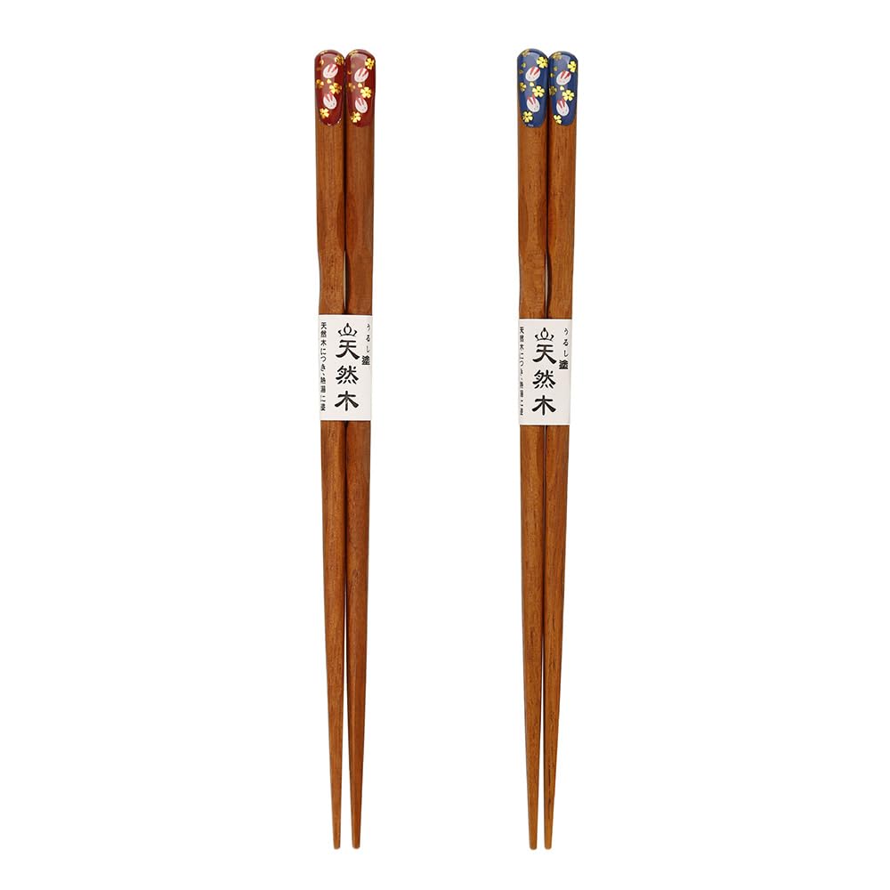 SOWUGI Natural Wooden Chopsticks Sets Reusable Classic Style Chop Sticks 2 Pair (A-Rabbit)