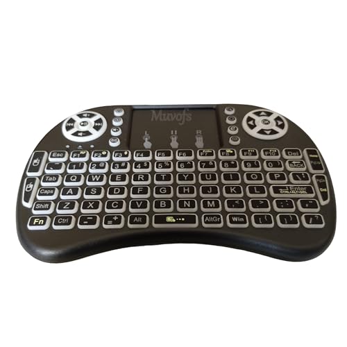 Image of MFS1670 Mini Wireless Keyboard with Touchpad, 2.4G & Bluetooth Backlit Portable Keyboard with Rechargeable Battery, Multi-Color LED, Multimedia Remote Control, Black MFSBTKB