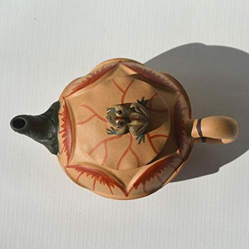 Image of Chinese Zisha Teapot 7oz Yixing Clay Handmade Tea Pot for Tea Lovers Brew Tea Home Office Decorative Collection (Frog lotus 220ml)