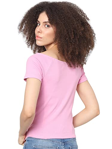 Image of ONLY Women's Cotton Blend Slim Fit Round Neck Top