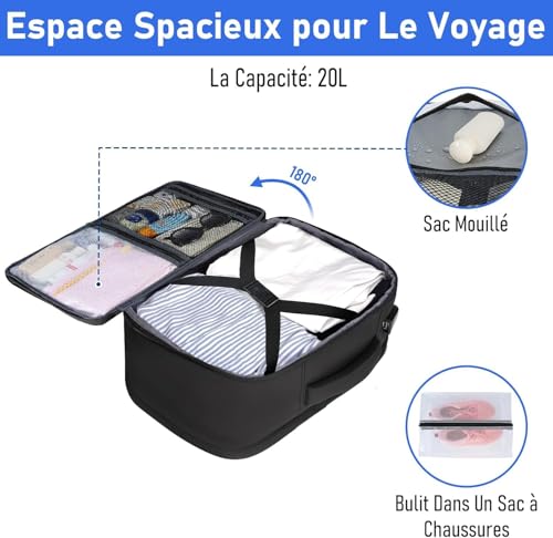 Sac Cabine Ryanair 40X30X20 : Taygeer Bagage Cabine 40x30x20, Sac a Dos Voyage Cabine Avion 40x... – Image 3