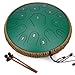 Steel Tongue Drum-14 Inch 15 Notes Tongue Drums, Steel Drum Instrument for Adults, Handpan Drums with Music Book, Handpan Drum Mallet, and Carry Bag, C Major (Green)
