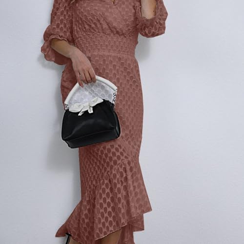 Image of Womens Short Sleeve High Low V-Neck Long Maxi Boho Spring Summer Easter Dress Bridal Shower Dresses for Guest