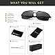 SUNGAIT Ultraleichte Rechteckig Sonnenbrille Herren Polarisierte UV400-Schutz CAT 3 (Schwarz Rahmen grau Objektiv) -SGT458 HEKHUK