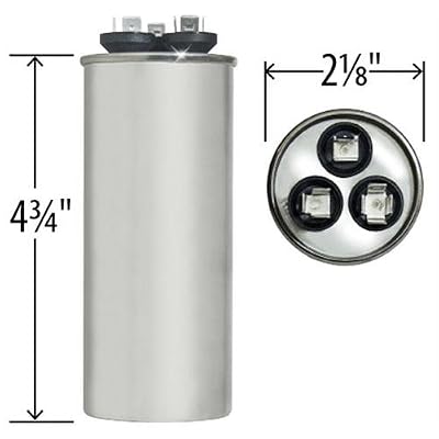 GE / Genteq 27L889 97F9851 - 45 + 5 uf MFD 440 Volt VAC Genteq Replacement Round Dual Run Capacitor