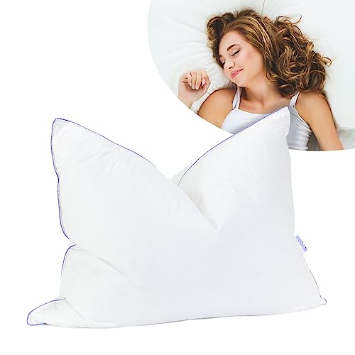 QUQON© 70x90cm Kissen - Daunenkissen Nordic - Kopfkissen mit Daunen & Federn für erholsamen Schlaf | Stützkraft Weich | Für Allergiker geeignet