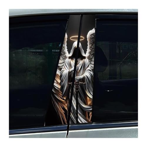 Biltillbehör 2 St Auto Mittpelardekaler Gotiskt Skelettpar Kungskors Bil B-stolpeklistermärke Vattentät(E)