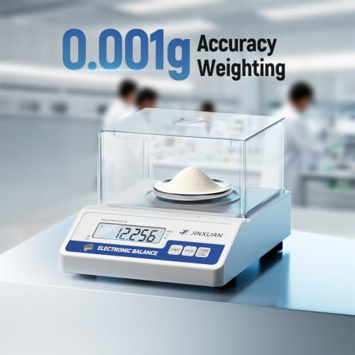 Image of Lab Scale 0.001g Accuracy 500g Digital Milligram Scale Lab Analytical Balances with Windshield RS232 Port 200g Calibration Weight Precision Scale Electronic Scale for Power Jewelry Gold Silver