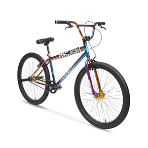 Hyper BMX Bike 26 Inch BMX Bicycle for Adults, Single Speed, Rear Sprockets, Steel BMX Frame. Padded Seat. Bike Park Ready Adult BMX Bikes for Men and Women. Multi Colored Jet Fuel Finish