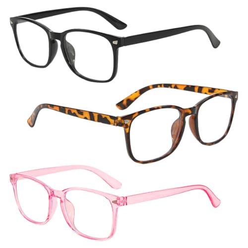 Lytonix 3 Pares Gafas Anti Luz Azul Hombre y Mujer, Gafa para Ordenador Blue Blocker Sin Graduadas, Gafas Filtro Luz Azul Antifatiga, Unisex Gafa Protectoras de Pantalla para Lectura, Oficina, Gaming