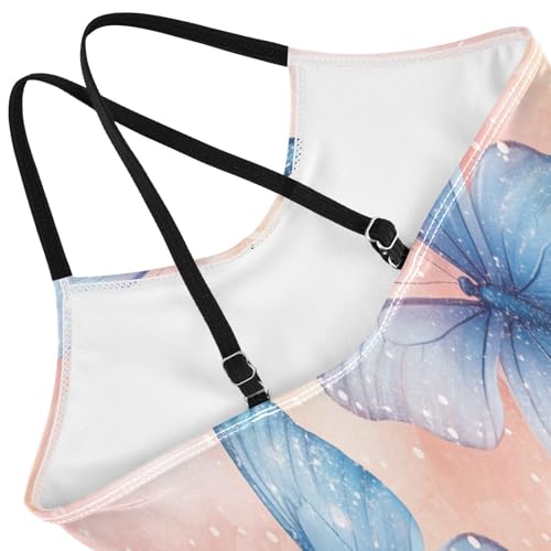 Pigsaly Girls One Piece Swimsuits Colored Butterfly Kids Cross Back Swimwear Toddler Beach Sport Bathing Suit 3T4