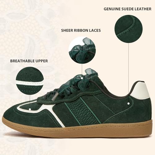 Image of Casual Sneakers for Women Lace Detail Elegant Ribbon Lace-Up Fashion Sneakers with Leather Upper Memory Foam Insole and Trendy Casual Shoes for Women