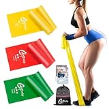 CHETING Fitnessbänder 3er-Set,2m Gymnastikband mit 3 Widerstandsstufen, Fitnessband mit Tragetasche und Übungsanleitung, Ideal für Yoga, Pilates, Krafttraining und Physiotherapie