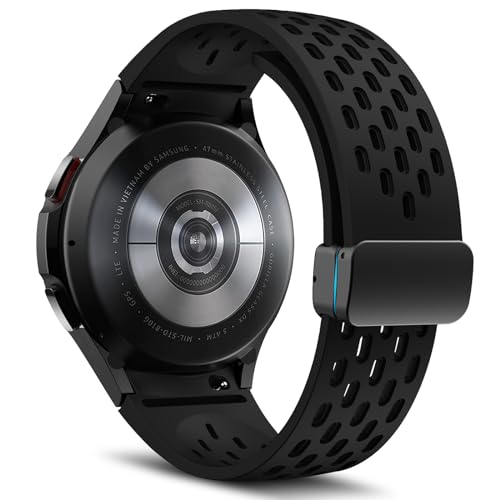 MaEiol Correa para Samsung Galaxy Watch FE/Samsung Galaxy Watch 7/6/5/4 40mm 44mm /6 Classic 43mm 47mm /5 Pro 45mm, Respirable Silicona Correas Deportiva Pulsera para Hombre Mujer - Negro
