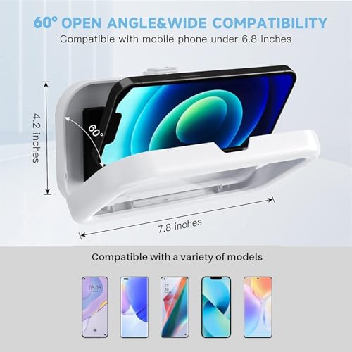 Aputue Su Geçirmez Duş Telefon Tutucu, 360° Dönebilen Dokunmatik Duş Telefon Kılıfı, Açı Ayarlanabilir, Buğu Önleyici Yüksek Hassasiyetli Telefon Askısı, 4" - 7" Cep Telefonları için