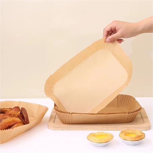 Papel para freidora de aire antiadherente, impermeable y rectangular con 300 piezas 6