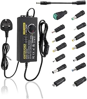 120W Adjustable Power Supply DC 3V ~ 24V MAX 5A Universal Switching AC to DC Adapter 100V-240V AC/DC Converter with LED Voltage Display and 14 Commonly Used Tips, for Household Electronics