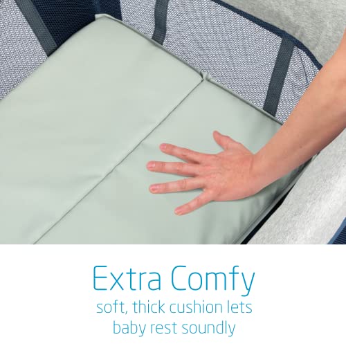 Image of Maxi-Cosi Swift Lightweight Portable Playard, 1-Step Fold Playpen with Travel Bag, 2-Stage Mattress for Newborn to Toddlers, Essential Blue