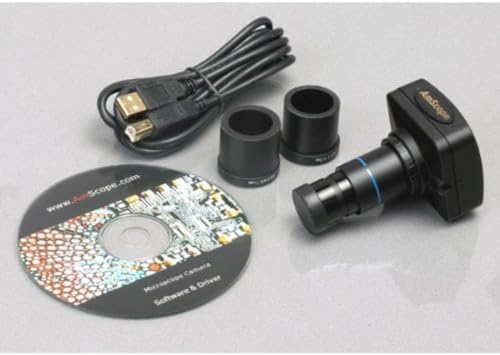 Image of AmScope SM-1TSZ-144S-3M Digital Professional Trinocular Stereo Zoom Microscope, WH10x Eyepieces, 3.5X-90X Magnification, 0.7X-4.5X Zoom Objective, 144-Bulb LED Ring Light, Pillar Stand, 110V-240V, Includes 0.5X and 2.0X Barlow Lenses and 3MP Camera with Reduction Lens and Software