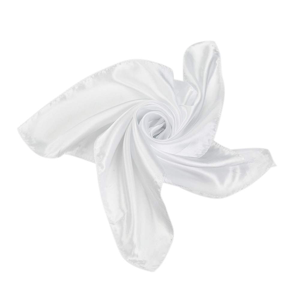 Satin Silk Large 90cm X 90cm Square Plain Nautical Head Neck Scarfs Wrap (White)