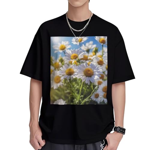T-shirt manches courtes coton femme respirant et t-shirt imprimé marguerites sauvages