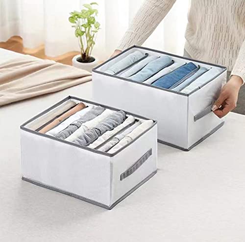 Faltbarer Kleider-Organizer Mit 7 Fächern, Grau – Aus Netzstoff, Waschbar, Für Socken, Unterwäsche, Jeans (ca. 36x25x20 Cm)