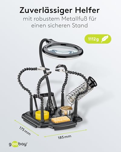 Aide à souder troisième main Goobay pour stabiliser les petits composants sous loupe lumineuse
