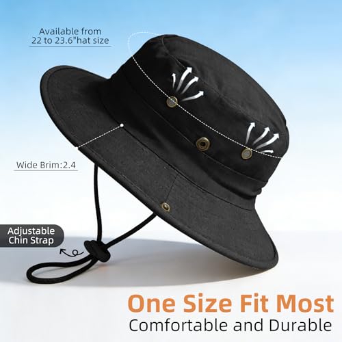 Image of Sun Hats for Men Women Boonie Hat Foldable Fishing Hat UPF 50+ Bucket Hat for Fishing Hiking Garden Safari Beach