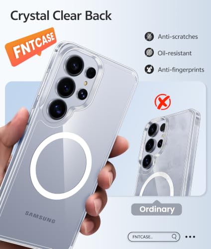 Image of FNTCASE for Samsung Galaxy S24 Ultra Case: [Fit for Magsafe] Anti Yellowing Transparent Clear with [Screen Protector] Military Grade Shockproof Protective Phone Cover