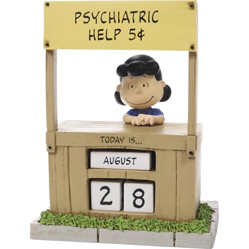 Peanuts Peanuts Perpetual Calendar | Psychiatric Help 5¢ Resin Calendar | Lucy Figurine | Peanuts Decor & Gifts