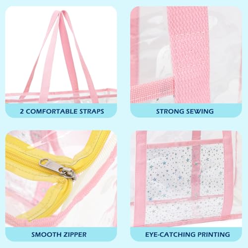 Image of Fammart Clear Beach Bag for Women, Large Pool Tote Cruise Vacation Essentials - Zipper Closure, Waterproof, Sandproof