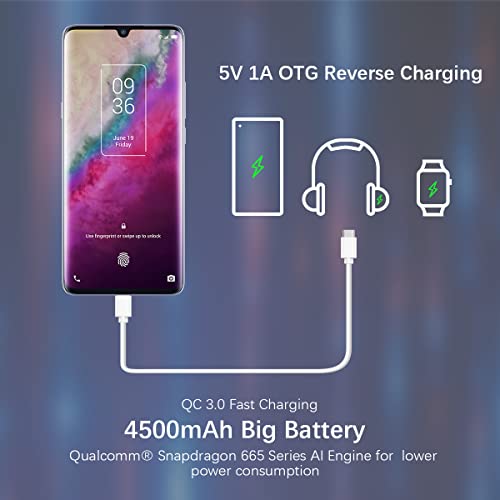 Tcl 10 Plus Unlocked Smartphone, 6.47” Curved Amoled Fhd+ Display, Verizon Cellphone 6/64Gb With 48Mp Rear Ai Quad-Camera, 4500Mah Fast Charging Battery, Otg Reverse Charging, Starlight Silver #TOP4