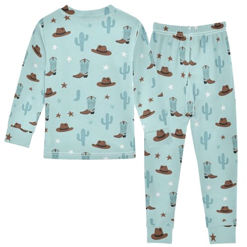 Pajama Sets Long Sleeve Cowboy Hats Cacti Stars Soft Comfy Sleepwear 2 Piece PJS 3-8T3