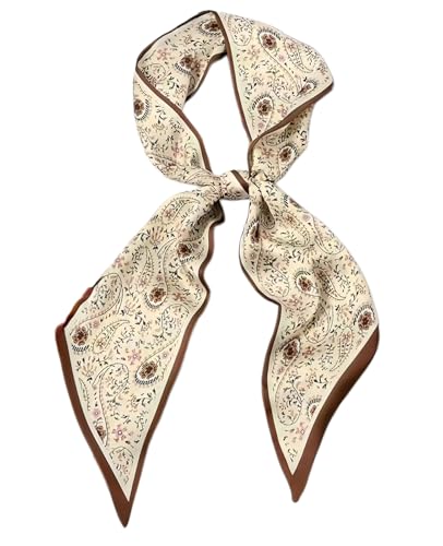 Fashion Scarf for Women - 58 Long Skinny Scarf Lightweight Luxurious Silk Feeling for Neck Hair Purse & Belt Accessory (Cream Paisley Softness)
