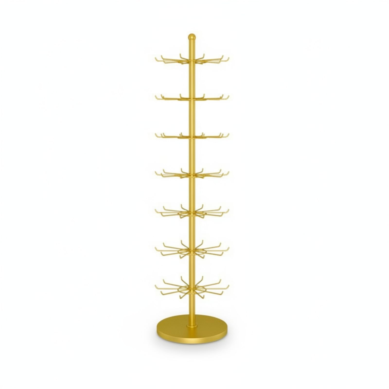 Sharplace Rotierender Verkaufsständer Display Ständer Hakenständer Warenständer Metallständer mit 50 Aufhängehaken Und Stabilem Bodenständer Saubere, Gold, 160 Cm Hoch, 7 Etagen