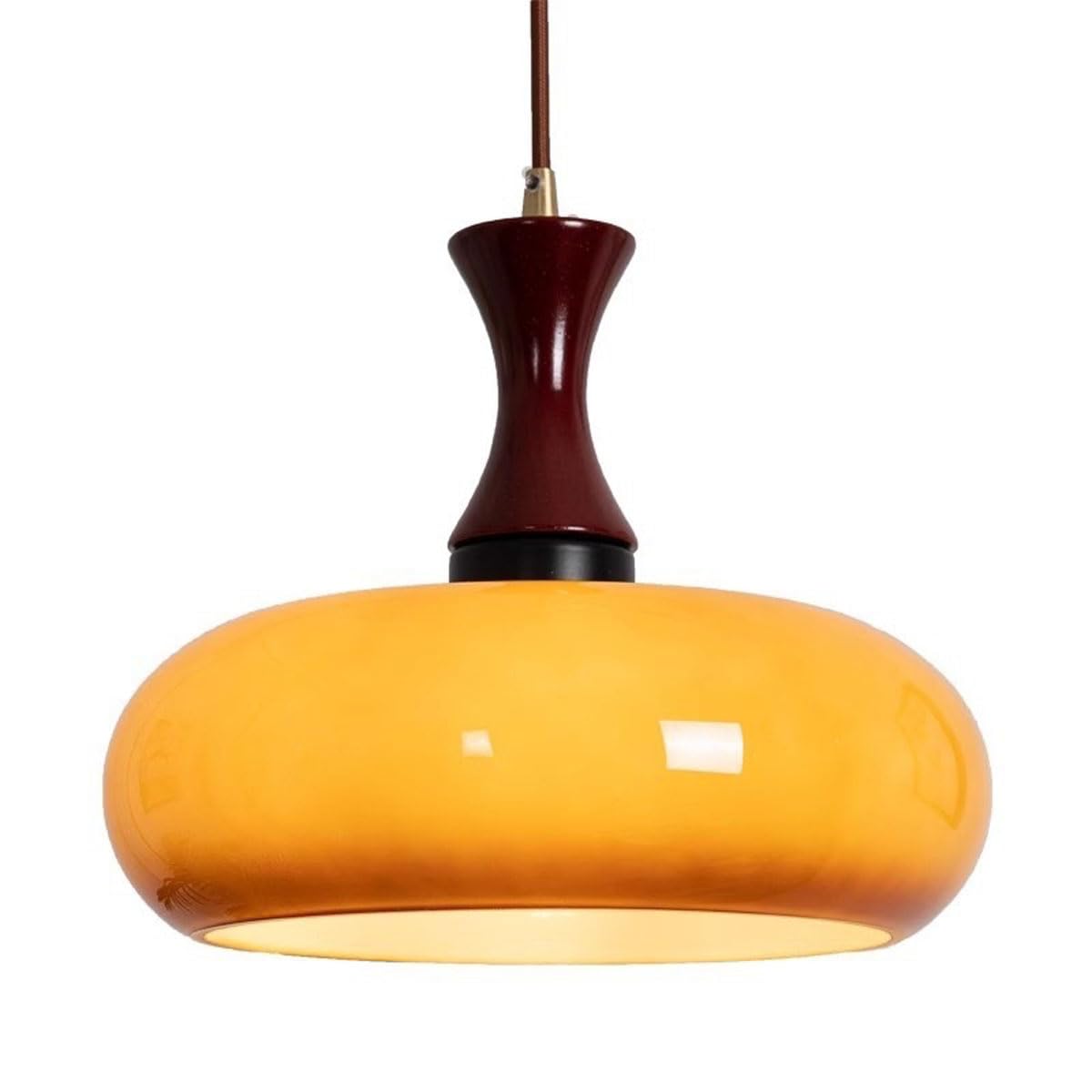 Lampe moderne en verre ambré vintage avec abat-jour en dôme