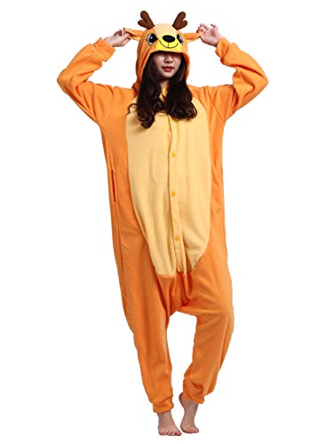 Wamvp Kigurumi Pijama Animal Unisex para Adultos Traje de Disfraz -Ciervo S