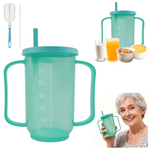 agctrler 350ml Anti-Verschlucken Schnabeltasse für Senioren mit großen Griffen auslaufsicher & BPA-frei Schnabelbecher Senioren für Flüssignahrung Medikamente ältere Menschen & Schwangere