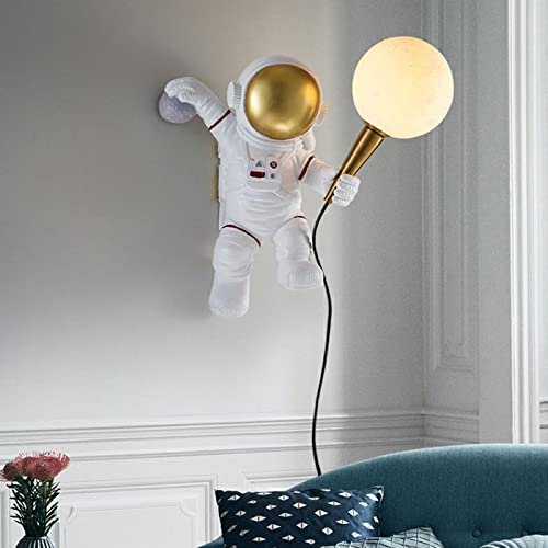 CraftThink LED Wall Sconce, Astronaut Style LED Wall Sconce Child Resin Cartoon White Wall Mounted Lamp Wall Lighting for boy Kids Bedroom Dining Room Bedside lamp Living Room, Type: Plug in CraftThink LED Wall Sconce, Astronaut Style LED Wall Sconce Child Resin Cartoon White Wall Mounted Lamp Wall Lighting for boy Kids Bedroom Dining Room Bedside lamp Living Room, Type: Plug in