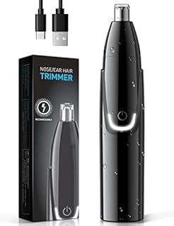 Rechargeable Ear and Nose Hair Trimmer - 2022 Professional Painless Eyebrow & Facial Hair Trimmer for Men Women, Powerful Motor and Dual-Edge Blades for Smoother Cutting, Black