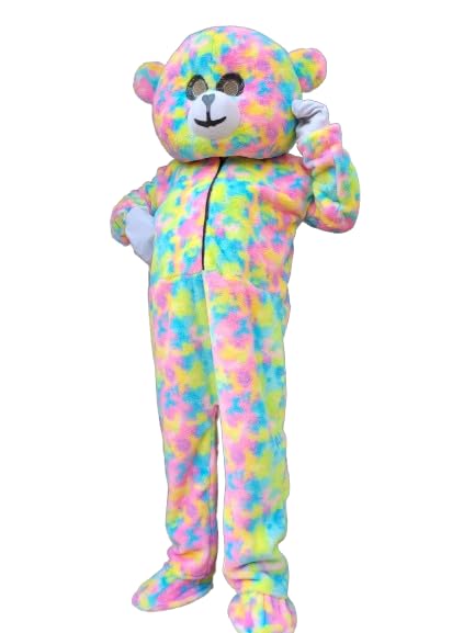 Rainbow Teddy Bear Fur Fubric Full Costume Mascot For Prank or Birthday Elders Halloween Costume With Gloves (B0D1RL5S1G) Amazon Price History, Amazon Price Tracker