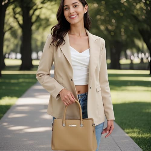 Image of Women's Top-Handle Handbags PU Leather Satchel Handbag with Detachable Shoulder Strap for Casual, Work, Traveling