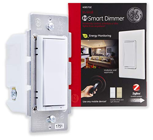 GE Zigbee Smart Dimmer In-Wall Lighting Control, Neutral Wire Required, Works Directly with Alexa Plus, Echo Show (2nd Gen), White & Light Almond, 45857GE