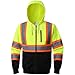 Kazsaifo High Visibility Safety Hoodies for Men Women Class 3 Reflective Full Zip Hooded Fleece Sweatshirt Hi Vis Zip Up Hoodies with Black Bottom and Pockets(KZV-YellowLink-2XL)